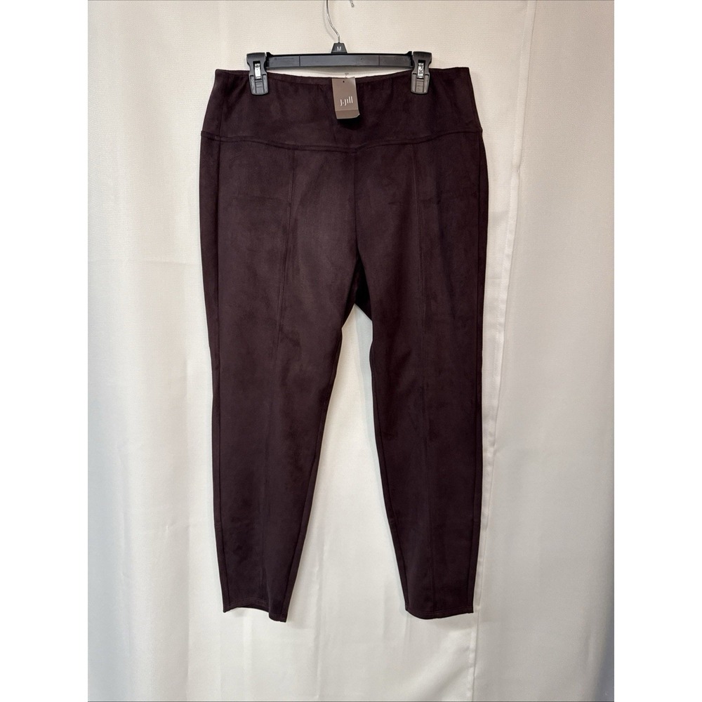 NWT J.Jill Wearever Collection RADICCHIO Pants Sz L Faux Suede Elastic Waist